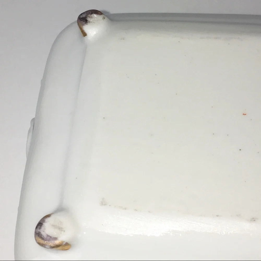 White Porcelain Jewelry Box with Pink Floral Design Delicate Rectangular Beauty